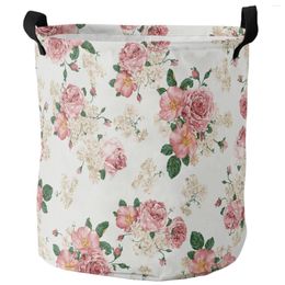 Laundry Bags Flower Pink Green Leaf Rose Dirty Basket Foldable Waterproof Home Organiser Clothing Children Toy Storage