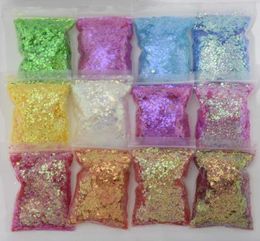 200g/Bag Gradient Nail Glitter Sequins Stickers Holographic Paillette 3D Sparkly Glitter Flake Slice Manicure Tips Decor *9517270