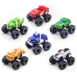 Diecast Model Cars 6 pieces of racing flame monster die-casting toys Russian miracle crushers truck toys car modification toys childrens best gifts S545210