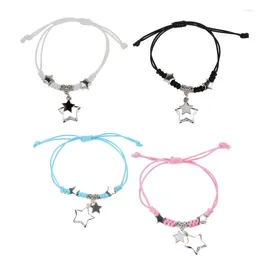 Charm Bracelets 2Pcs Stylish Woven Rope For Couples Matching Bangles Star Pendant Wrist Chain Hand Link Jewellery Pieces H9ED