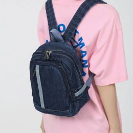 All-match Rucksack Denim Daypack Double Shoulder School Bag Blue Jean Backpack Schoolbag for Women Girls Shopping