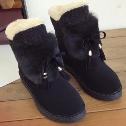 New Plush Snow Boots Women Non-slip Winter Short Boots Woman Keep Warm Lace Up Casual Shoes Round Toe Ankle Booties Ladies