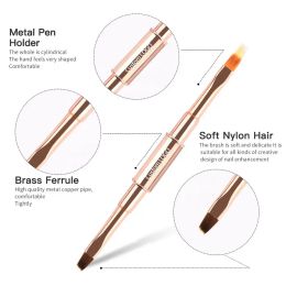 Dual-ended Nail Art Brush Rose Gold Line Stripes DIY Acrylic Gel Polish Drawing Painting Flower Pen Manicure Tools Accessories