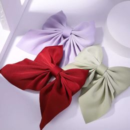 New Sweet Bow Hairpins Solid Color Bowknot Clips for Girls Satin Butterfly Barrettes Duckbill Clip Kids Hair Accessories