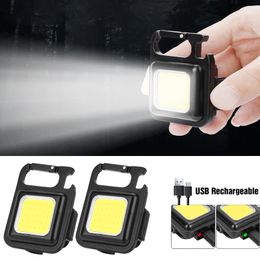 Mini Flashlight Keychain LED Light Pocket LED Work Light High Power LED Flashlights Waterproof USB Charge Small Light Corkscrew