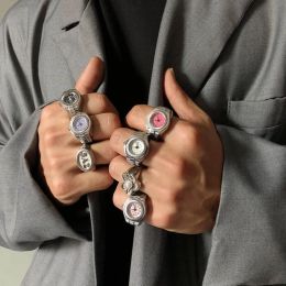 Vintage Punk Finger Watch Mini Elastic Strap Alloy Watches Couple Rings Jewellery Clock Retro Roman Watch Rings Women Men