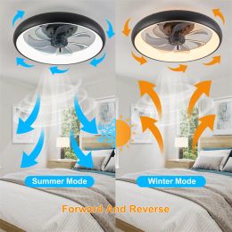 Modern Ceiling Fan 50Cm Without Remote Control Adjustable 6 Level Speed Luminaire Bedroom 7 Heads Led Fandelier Lamp Indoor