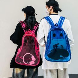 Factory outlet mens and womens shoulder bags summer fashion ghost student backpack personality funny transparent PVC beach backpack trend handbag 6679#