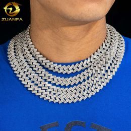 High Quality Hip Hop Iced Baguette Diamond 14Mm Sier Necklace Bracelet VVS Moissanite Cuban Link Chain
