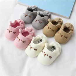 First Walkers Baby Slider Baby Boys and Girls Knitted Baby Shoes Cute Cartoon Mouse Panda Anti slip Pre walking Baby Slider d240525
