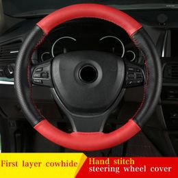 Steering Wheel Covers Car Cover Cowhide Universal DIY Braid & Needles Thread Fit For 38cm Diameter