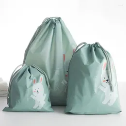 Storage Bags Waterproof Shoes Bag Cartoon Travel PE Laundry Organizador Portable Tote Drawstring Organiser Cover