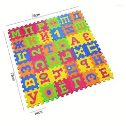 Carpets 36Pcs Russian Alphabet Play Floor Mat Kid Interlocking Baby EVA Foam Jigsaw Letters Numerals Puzzle Educational Toys 14 14cm