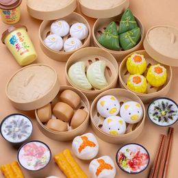 Kitchens Play Food Simulated breakfast children pretend to play with kitchen toys mini steam bread dumplings Chinese food childrens education toys d240525