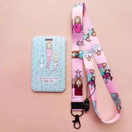 Doctor Nurse Lanyard ID Name Card Holder Girls Credential Holders Neck Straps Women Badge Holder Keychain Accessories for Doctor