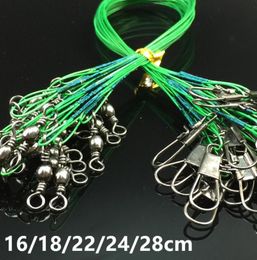 100pcslot 5 Sizes Mixed 1618222428cm Antibite Steel Wire Fishing Lines Stainless Snaps Swivels Pesca Tackle Accessories E60794228348068