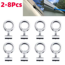 2-8Pcs M4 Lifting Eye Nut Fastener Front Tent Stopper Track Mount Tie Down Eyelet Rail Track Screw Boat RV Caravan Camper Awning