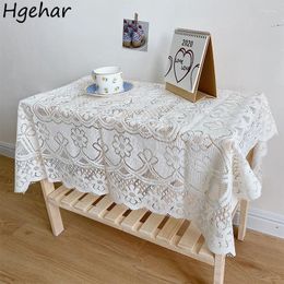 Table Cloth Lace Household Korean Fashion Versatile Dust-proof Party Picnic Wedding Decoration White Cover Hollow Out Vintage
