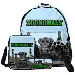 Backpack Youthful Funny Zoonomaly 3D Print 3pcs/Set Children Pupil Travel Bags Key Chain Small Shoulder Bag Pencil Case