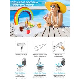 Floating Table Summer Party Bucket Rainbow Cloud Cup Holder Swimming Pool Inflatable Bed Float Beer Drinking Cooler Bar Beach