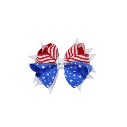 Acessórios para o cabelo American Flag Print Barrettes clipes de arco llowtail hairpins com clipe 4º de JY Independence Day Kids Childrens Drop de Dhubl