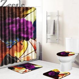 Bath Mats Sexy Africa American Girl Pattern Bathroom Carpet Mat And Shower Curtain Set With Hooks Toilet Floor Rug 4pcs Per