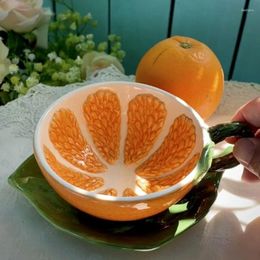 Mugs Tea Coffee Orange Ceramic Hawaii Bar Milk Mug Home Decor Crafts Room Wedding Decoration Porcelain Sculpture Cup Gift