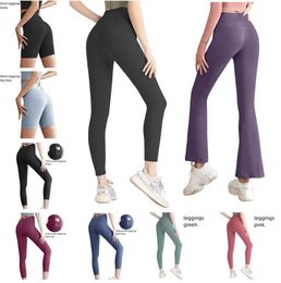 2024 Yoga Hosen ausrichten Leggings Frauen Shorts Kumpel Outfits Lady Sports Damen Hosen Übung Fitness Girls Running Leggings Fitnessstudio Slim 6658ES