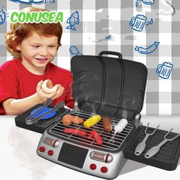 Kitchens Play Food Childrens toy simulation kitchen barbecue girl boy electric oven pretending to play food game role-playing d240527