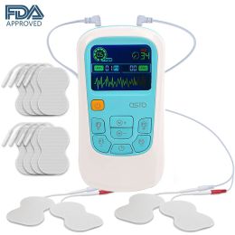 25 Modes Dual Channel EMS Electric Muscle Stimulator Physiotherapy Tens Unit Machine Electrostimulator Pulse Body Massager Pads