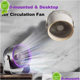 Other Home & Garden New Wireless Wall Mounted Air Circation Electric Fan 4000Mah Usb Rechargeable Small Portable Table Desktop For Off Dhaii