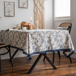 Table Cloth Cotton Blue And White Porcelain Linen Printed Retro Tablecloth Dining Room Kitchen