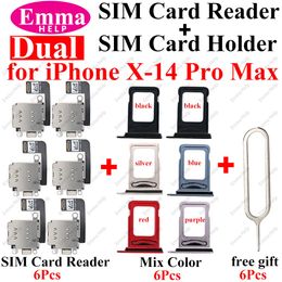 Dual Sim Card Reader Sim Tray Slot Holder for iPhone 13 11Pro 12 Mini 14 Plus 14 Pro Max XR XSMAX Adapter Connector Flex Cable