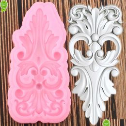 Baking Moulds New Baroque Scroll Leaf Border Sile Moulds Diy Cupcake Topper Fondant Cake Decorating Tools Candy Clay Chocolate Gumpaste Dh6Jf