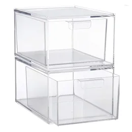 Storage Boxes Stackable Clear Organiser Drawers 4.5-Inches Tall Organise Cosmetics And Beauty Supplies