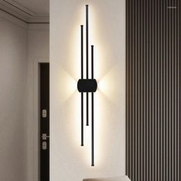 Wall Lamp Creative And Fashionable Geometric Lines Aluminium Black Led Bedroom Study Studio Lighting Fixtures Drop