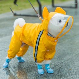 Dog Apparel Summer Cartoon Waterproof Teddy All-legged Raincoat Medium Size Walking Clothes