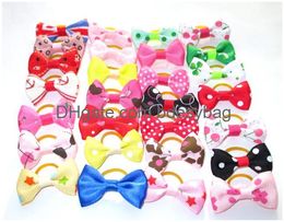 Dog Apparel 100Pcs/Lot Pet Hair Bows Topknot Mix Rubber Bands Grooming Products Colours Varies Bows326E Drop Delivery Home Garden Supp Ot1Zl