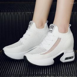 Fitness Shoes Spring Women Flats Loafers Hidden Heel Genuine Female Lace Up Casual Slip-on Walking Woman