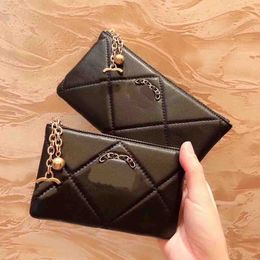 Mini Zipper Women Designer Wallet Hollow Badge Leather Diamond Lattice Luxury Coin Purse Gold Hardware Evening Clutch Shopping Card Holder Fanny Pack Borsa 14.5/18CM