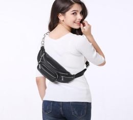 New Chains Women Waist Bag Genuine Cow Leather Fanny Pack Large Capacity Fashion Chest Bag Travel Belt Bags sac banane8938413