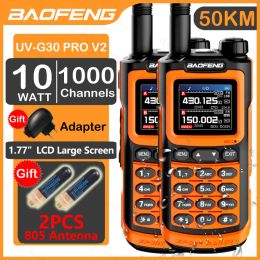 2PCS Baofeng Walkie Talkie UV-G30 PRO Long Range Portable 1000 Channel Ham FM Radios UHF VHF USB-C Charge 2-Way Radio Waterproof