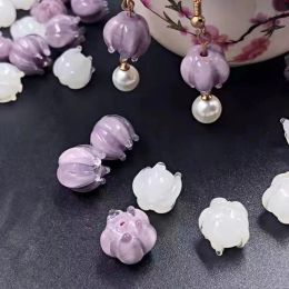 15pcs/Lot New Glass Bell Flower Beads DIY Earrings Bracelet Accessories Lampwork Piercing Beads Bell Orchid Beads String Jewerly