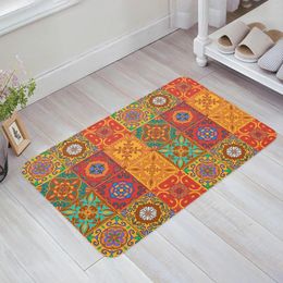 Carpets Morocco Retro Tile Pattern Image Kitchen Floor Mat Living Room Decor Carpet Home Hallway Entrance Doormat Anti Slip Rug