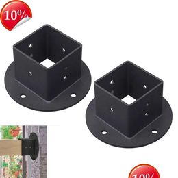 Ice Cream Tools New 2Pcs Square Fence Pole Flange Base Floor Mounting Bracket Shelter Wall Mounted Column Anchor Post Brackets Drop De Dh0Jn