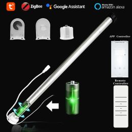 Tuya Zigbee Battery Smart Curtains Motor Roller Blinds Wired Free For 38mm Tube Blockout Solar Window Shades Engine App Alexa