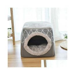 Cat Beds Furniture New Bed House For Small Dogs Soft Nest Kennel Cave Slee Bag Mat Pad Tent Pets Winter Warm Cozy Mini Pet Drop Delive Dhjce