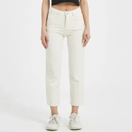 Women's Jeans Fashion Women Denim Pants Casual Boyfriend Straight Trousers Stretch Solid Colours Low Waisted Button Zipper Pockets