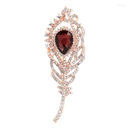 Brooches Rhinestone Feather For Women 3-color Classic Leaf Flower Causal Office Brooch Pins Gifts
