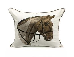 Deluxe Embroidery Horse Head Designer Pillow Cover Sofa Cushion Cover Canvas Home Bedding Decorative Pillowcase 18x18quot Sell b7170489